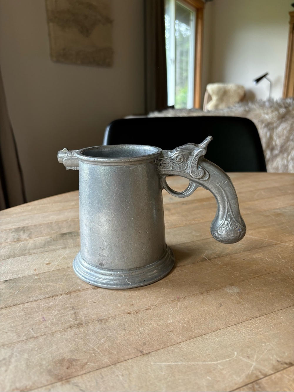 Vintage 70s Pewter Pistol Stein